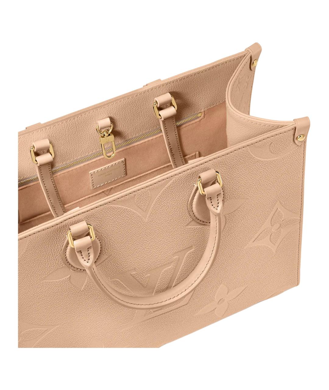 LOUIS VUITTON Бежевая кожаная сумка с короткими ручками, фото 5