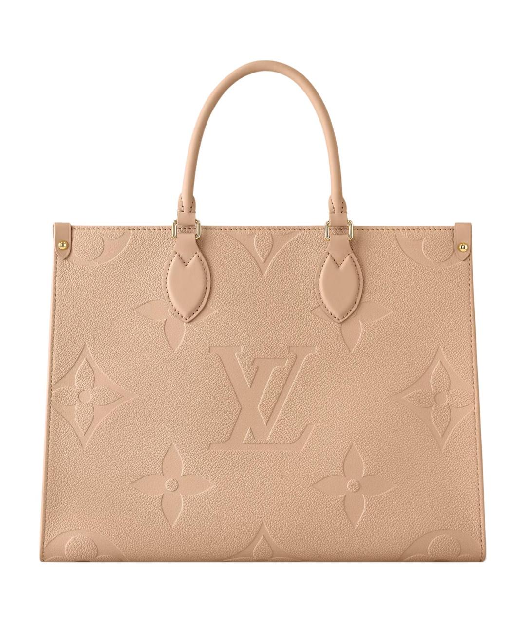 LOUIS VUITTON Бежевая кожаная сумка с короткими ручками, фото 4