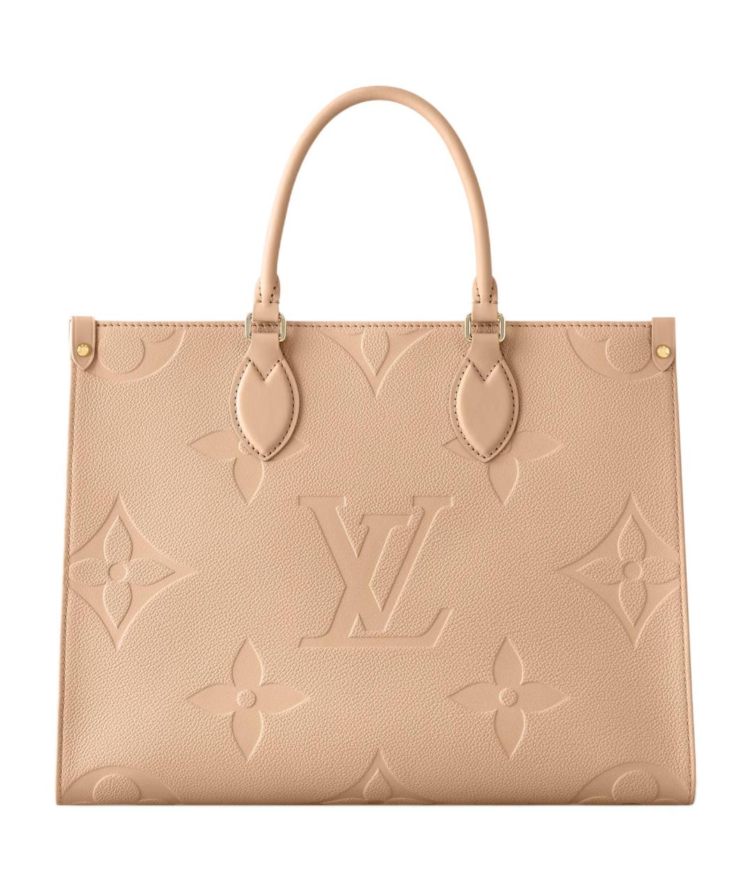 LOUIS VUITTON Бежевая кожаная сумка с короткими ручками, фото 1