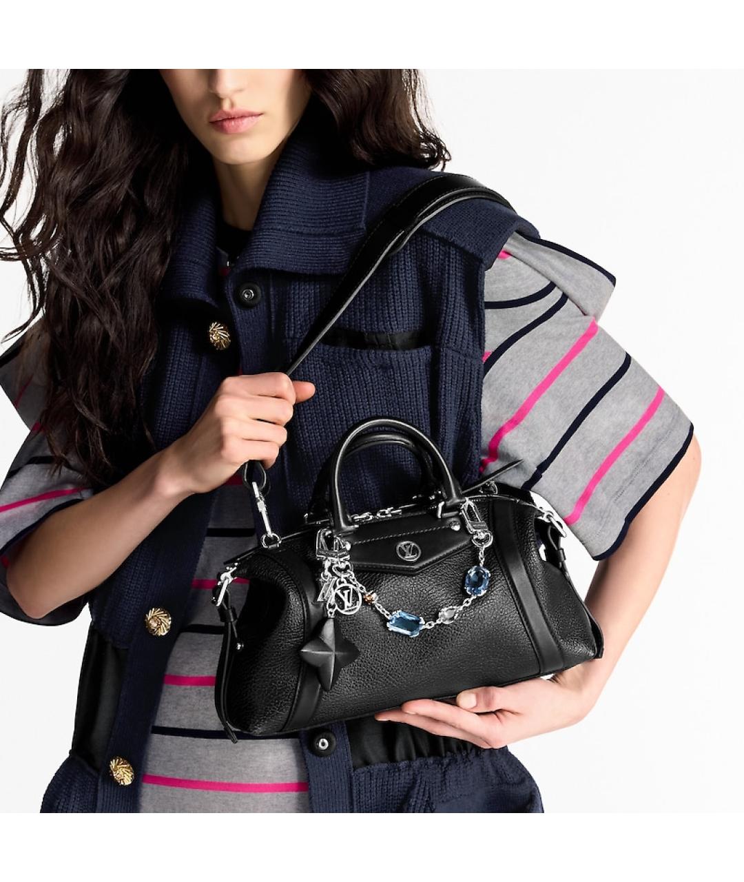 LOUIS VUITTON Черная кожаная сумка через плечо, фото 6