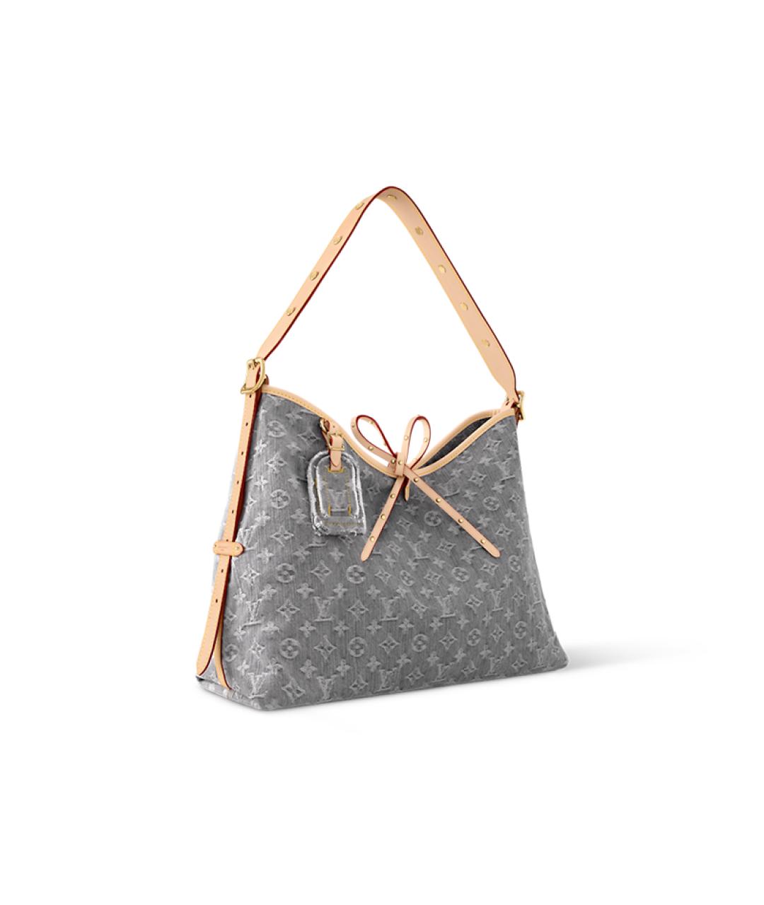 LOUIS VUITTON Серая хлопковая сумка с короткими ручками, фото 3
