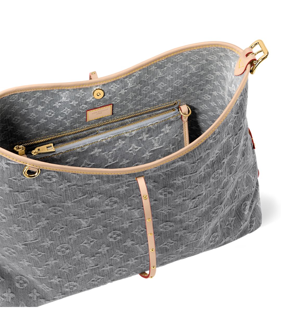 LOUIS VUITTON Серая хлопковая сумка с короткими ручками, фото 5