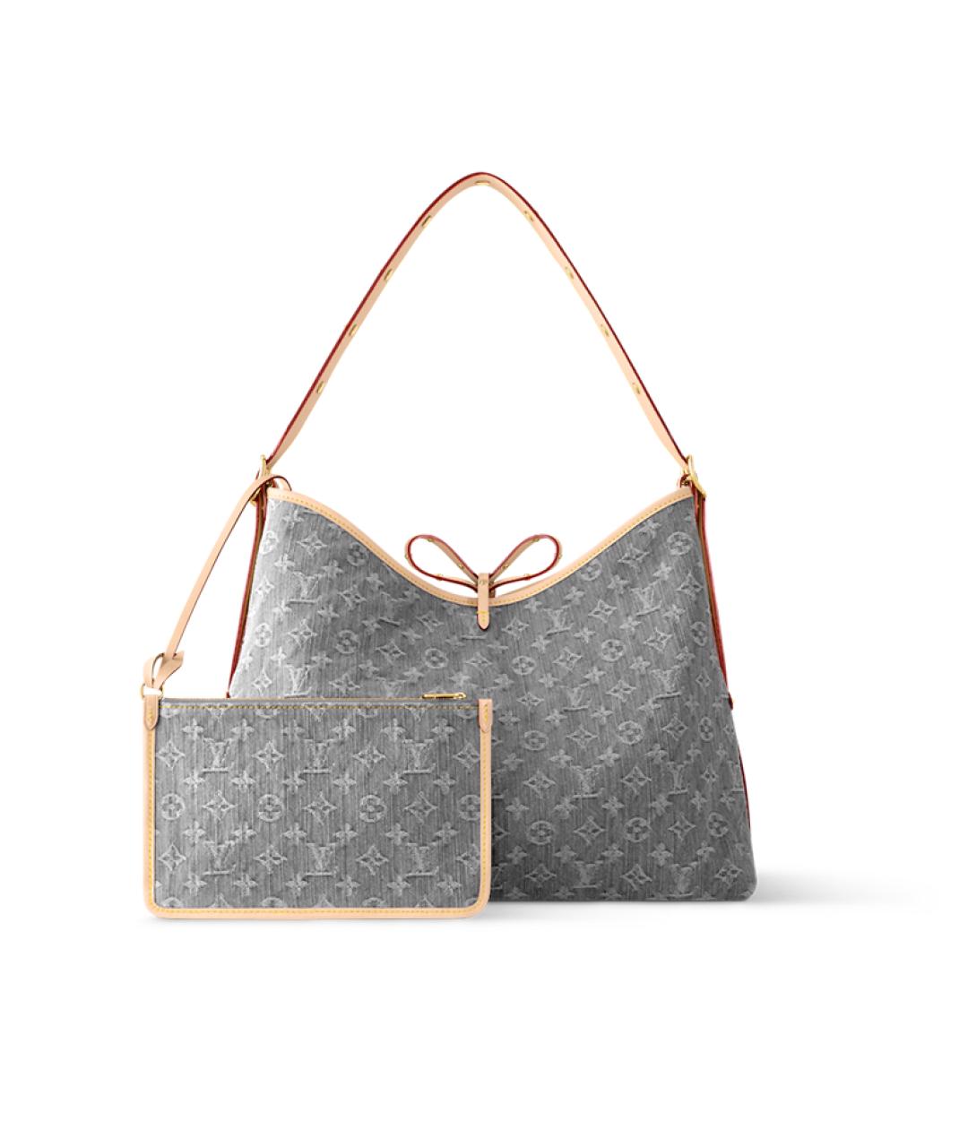LOUIS VUITTON Серая хлопковая сумка с короткими ручками, фото 2