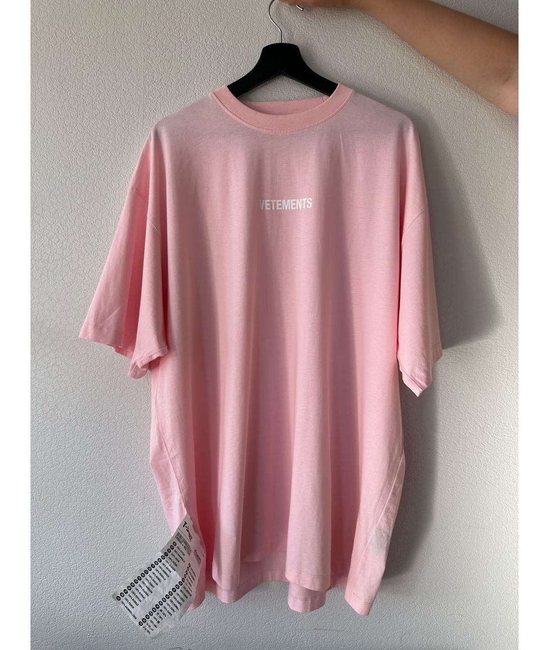 VETEMENTS Розовая хлопковая футболка, фото 5