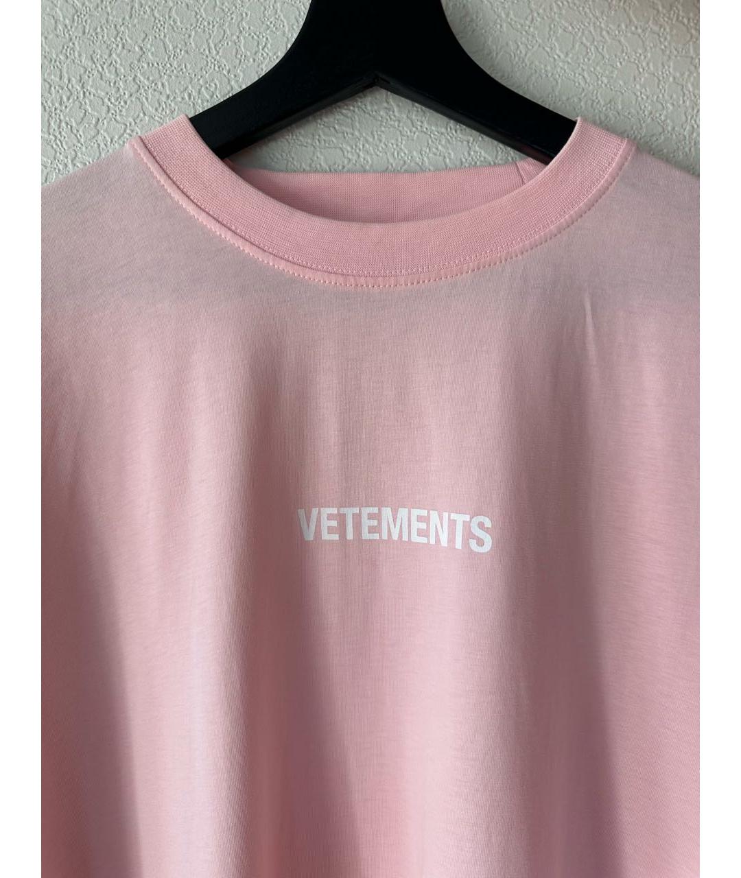VETEMENTS Розовая хлопковая футболка, фото 3