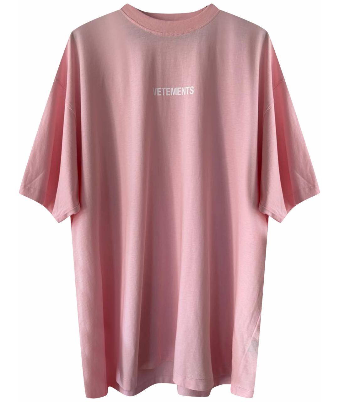 VETEMENTS Розовая хлопковая футболка, фото 1