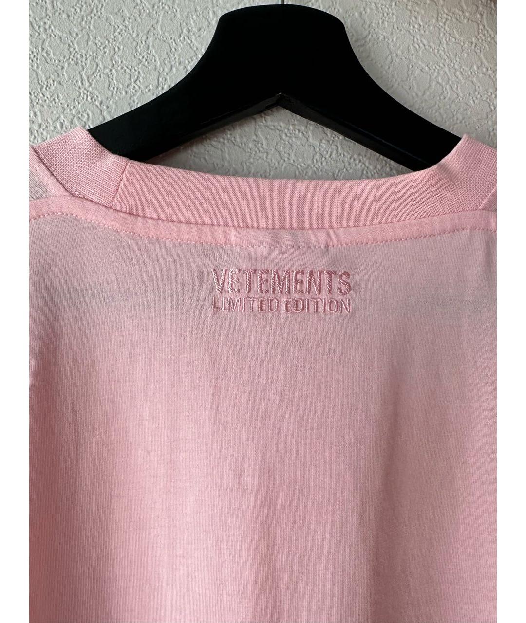 VETEMENTS Розовая хлопковая футболка, фото 4