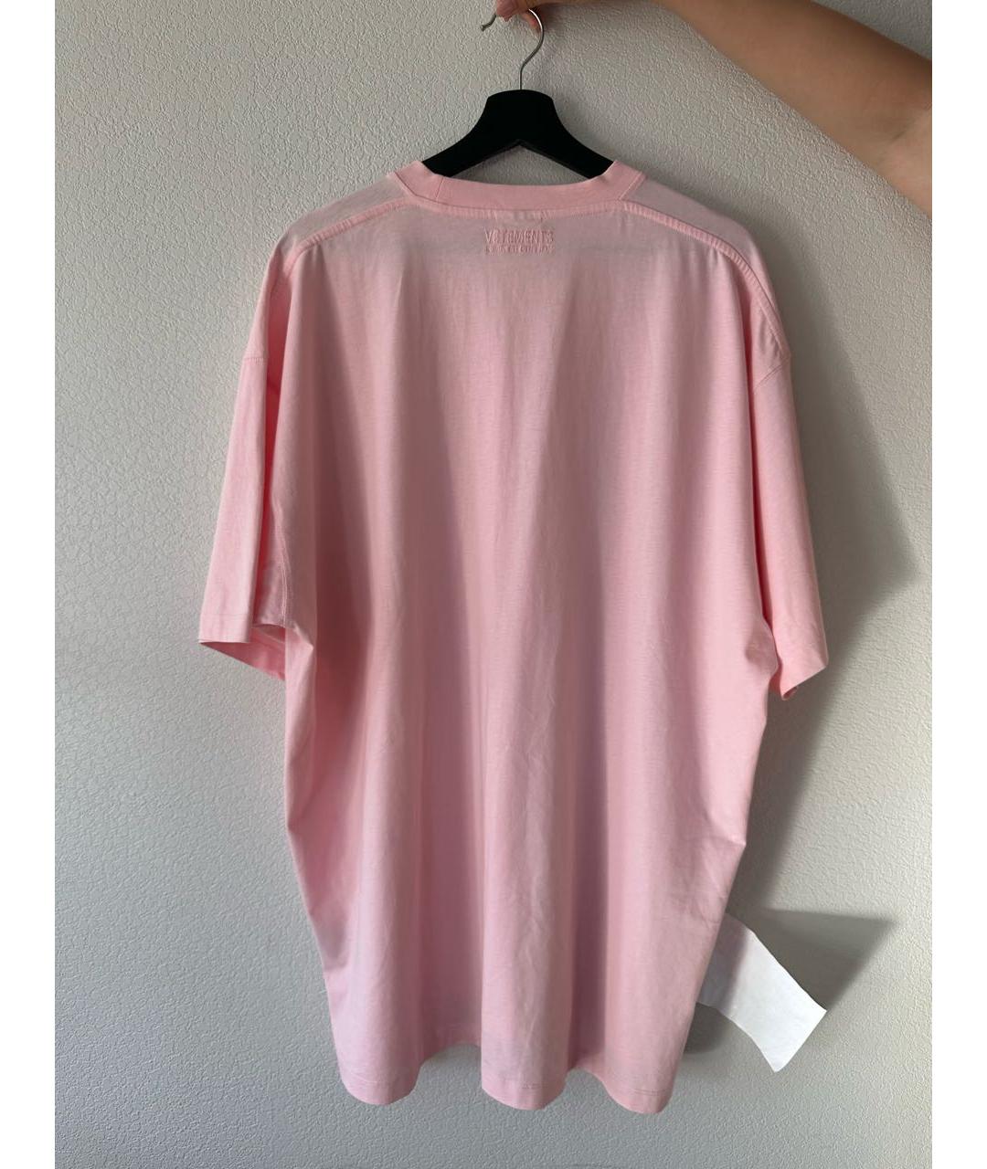 VETEMENTS Розовая хлопковая футболка, фото 2