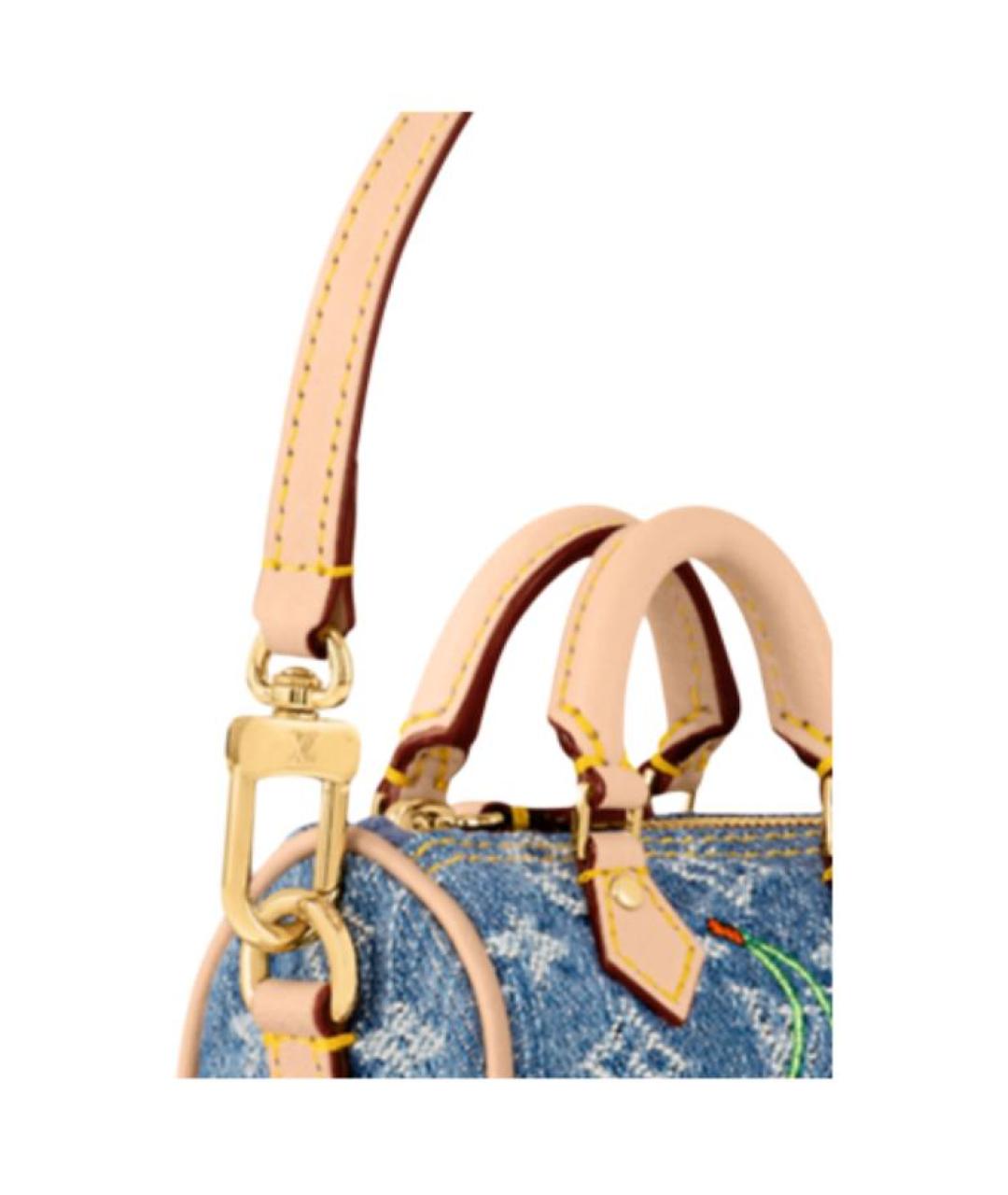 LOUIS VUITTON Синяя деним сумка с короткими ручками, фото 4