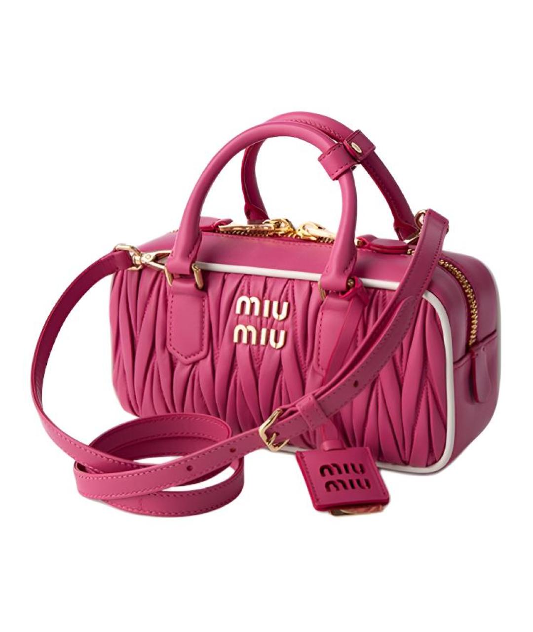 MIU MIU Розовая кожаная сумка через плечо, фото 2