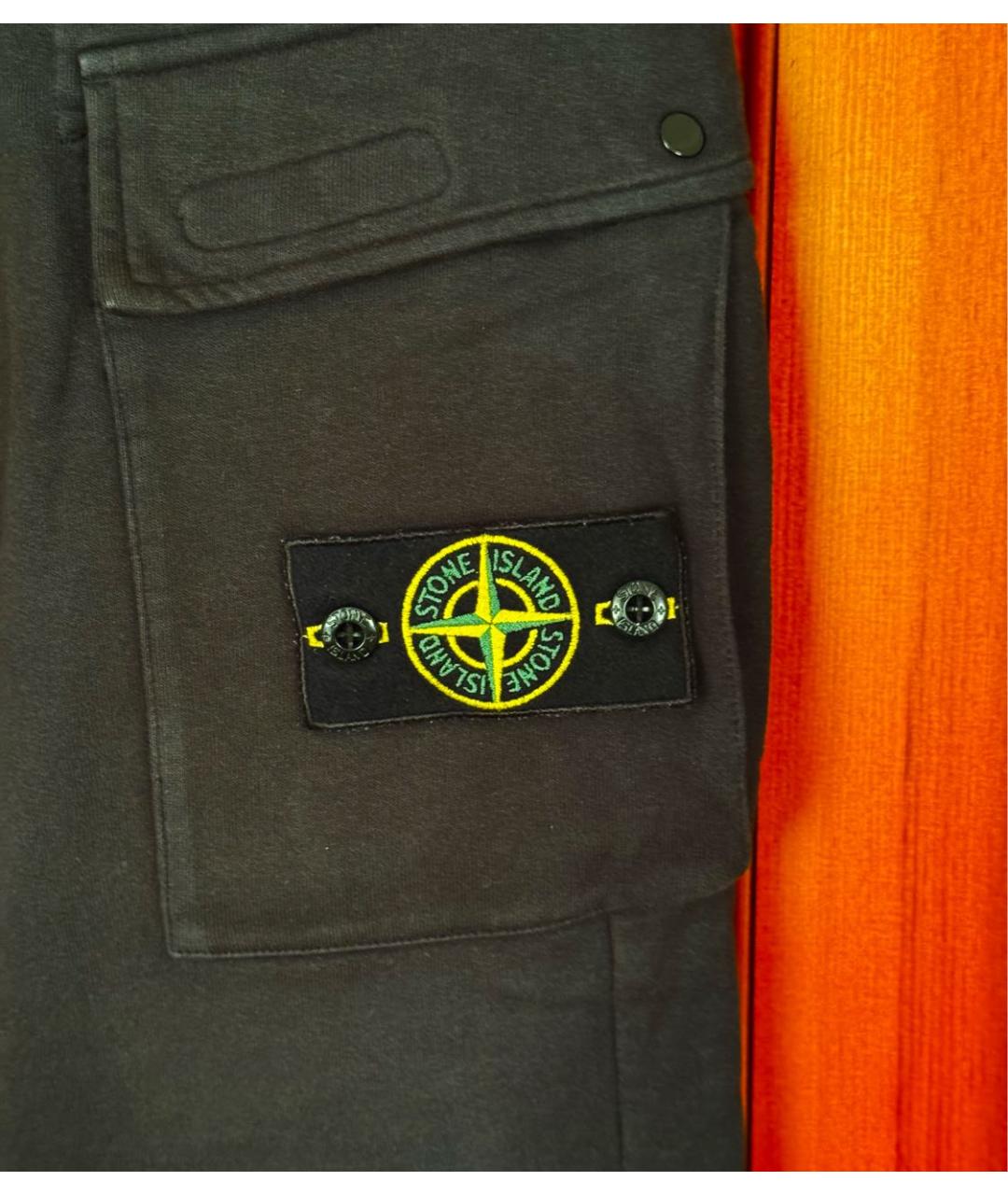 STONE ISLAND Черные хлопковые повседневные брюки, фото 3
