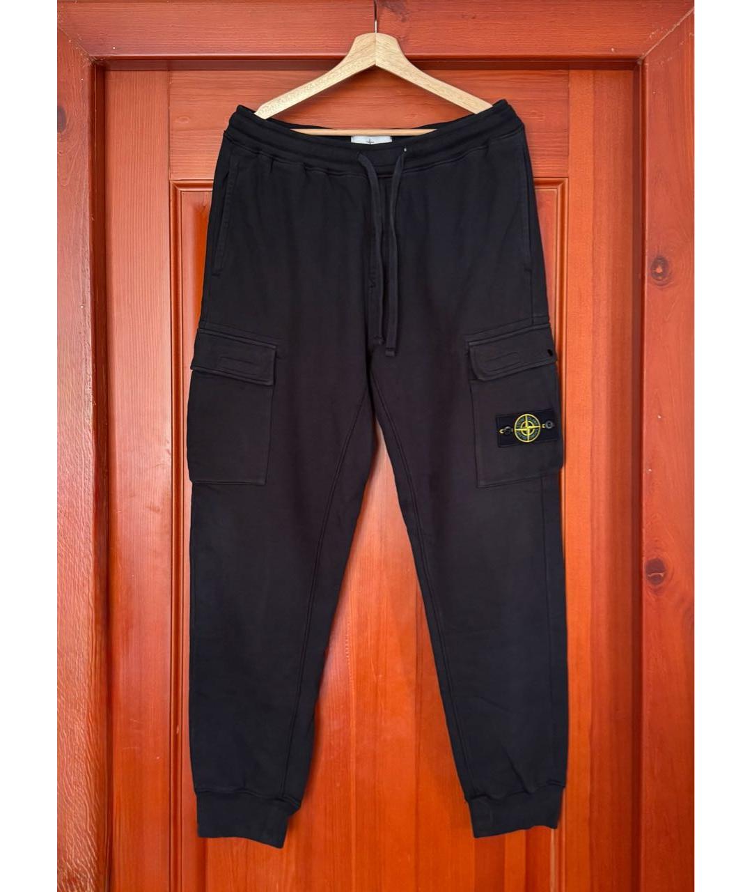 STONE ISLAND Черные хлопковые повседневные брюки, фото 5