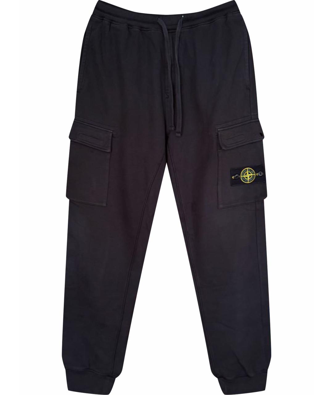 STONE ISLAND Черные хлопковые повседневные брюки, фото 1