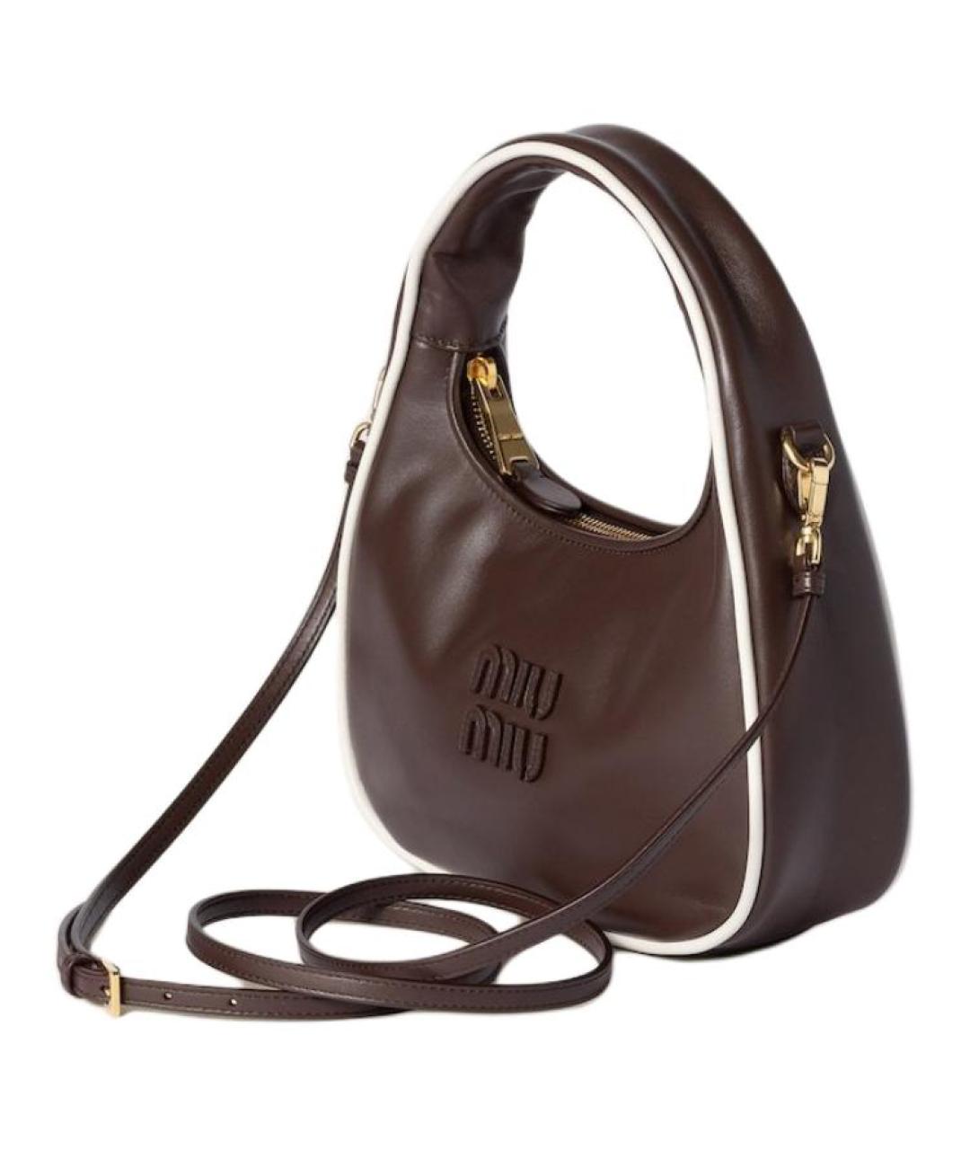 MIU MIU Коричневая кожаная сумка с короткими ручками, фото 2