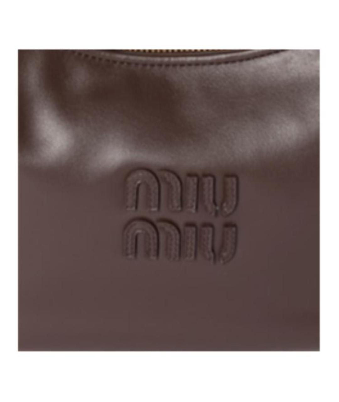 MIU MIU Коричневая кожаная сумка с короткими ручками, фото 6