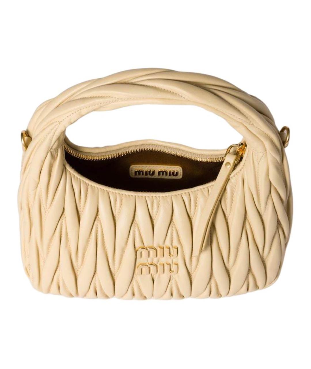 MIU MIU Бежевая сумка с короткими ручками, фото 5