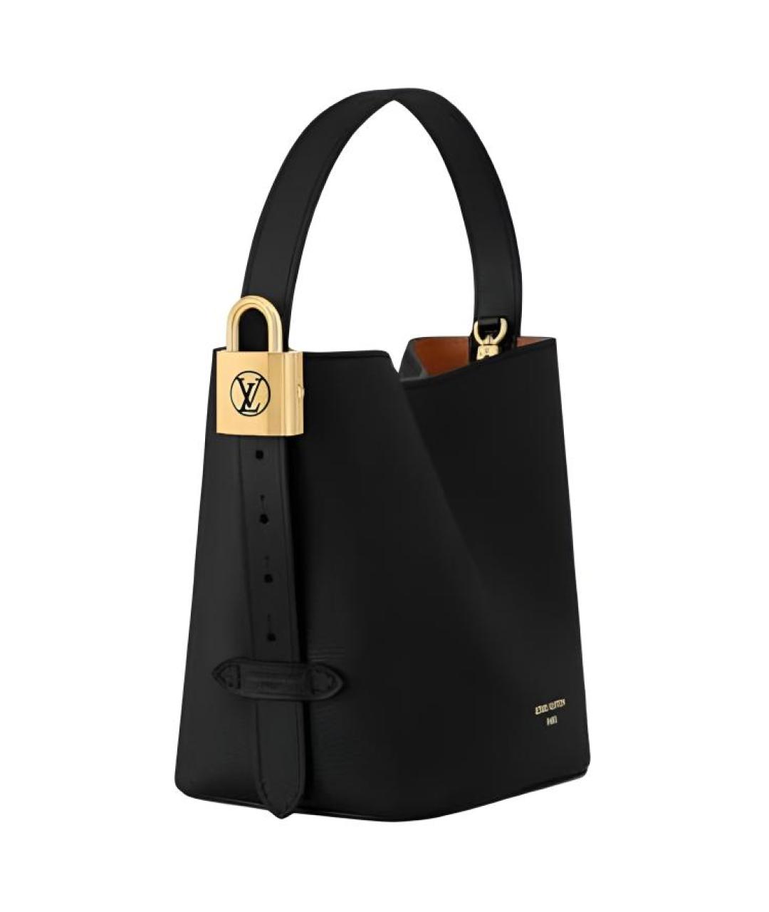 LOUIS VUITTON Черная кожаная сумка с короткими ручками, фото 2