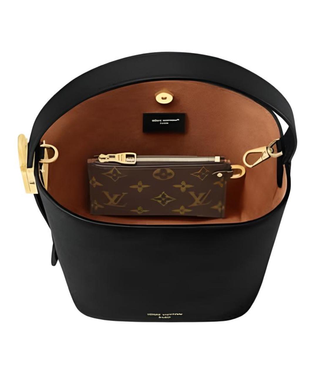 LOUIS VUITTON Черная кожаная сумка с короткими ручками, фото 4
