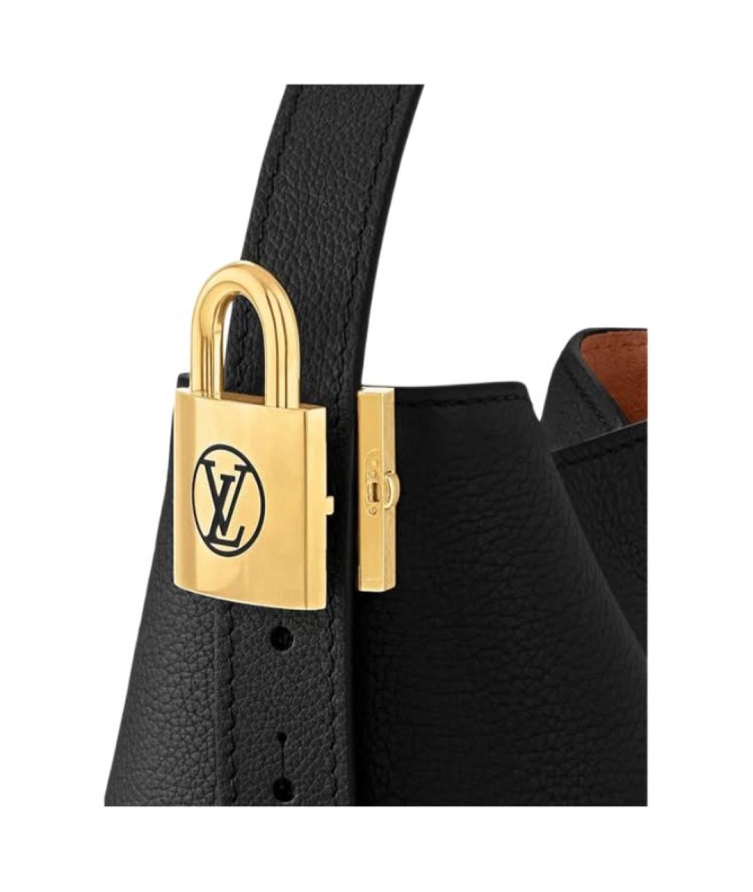 LOUIS VUITTON Черная кожаная сумка с короткими ручками, фото 6