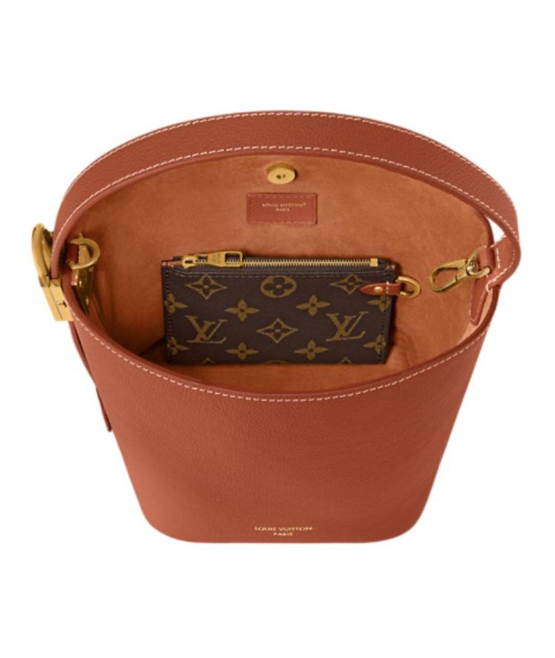 LOUIS VUITTON Коричневая кожаная сумка с короткими ручками, фото 5