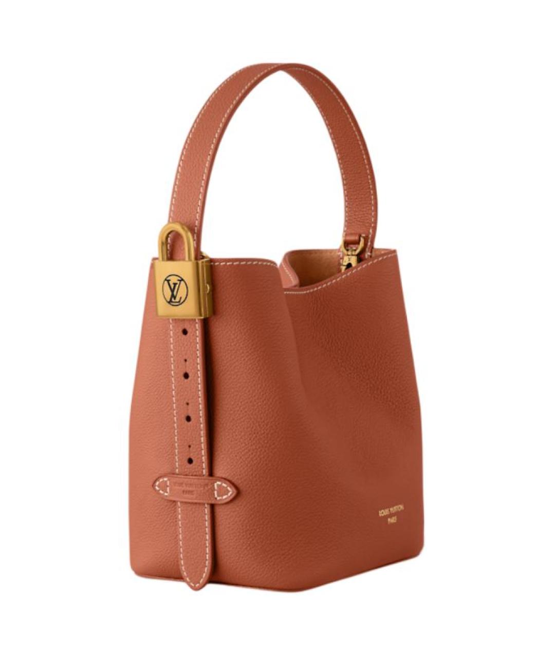 LOUIS VUITTON Коричневая кожаная сумка с короткими ручками, фото 2
