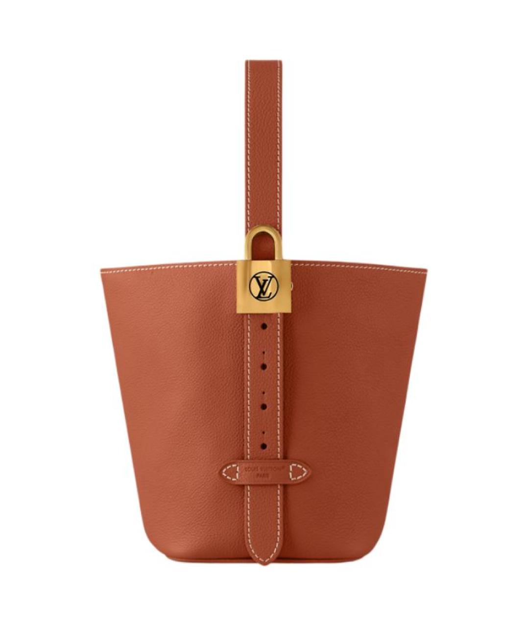 LOUIS VUITTON Коричневая кожаная сумка с короткими ручками, фото 3