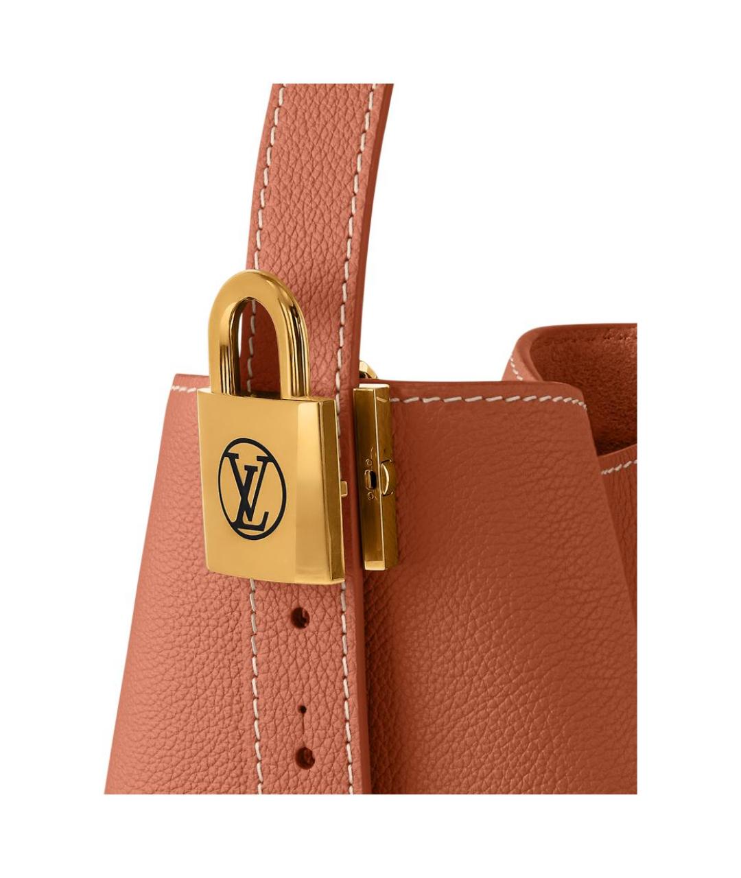 LOUIS VUITTON Коричневая кожаная сумка с короткими ручками, фото 6