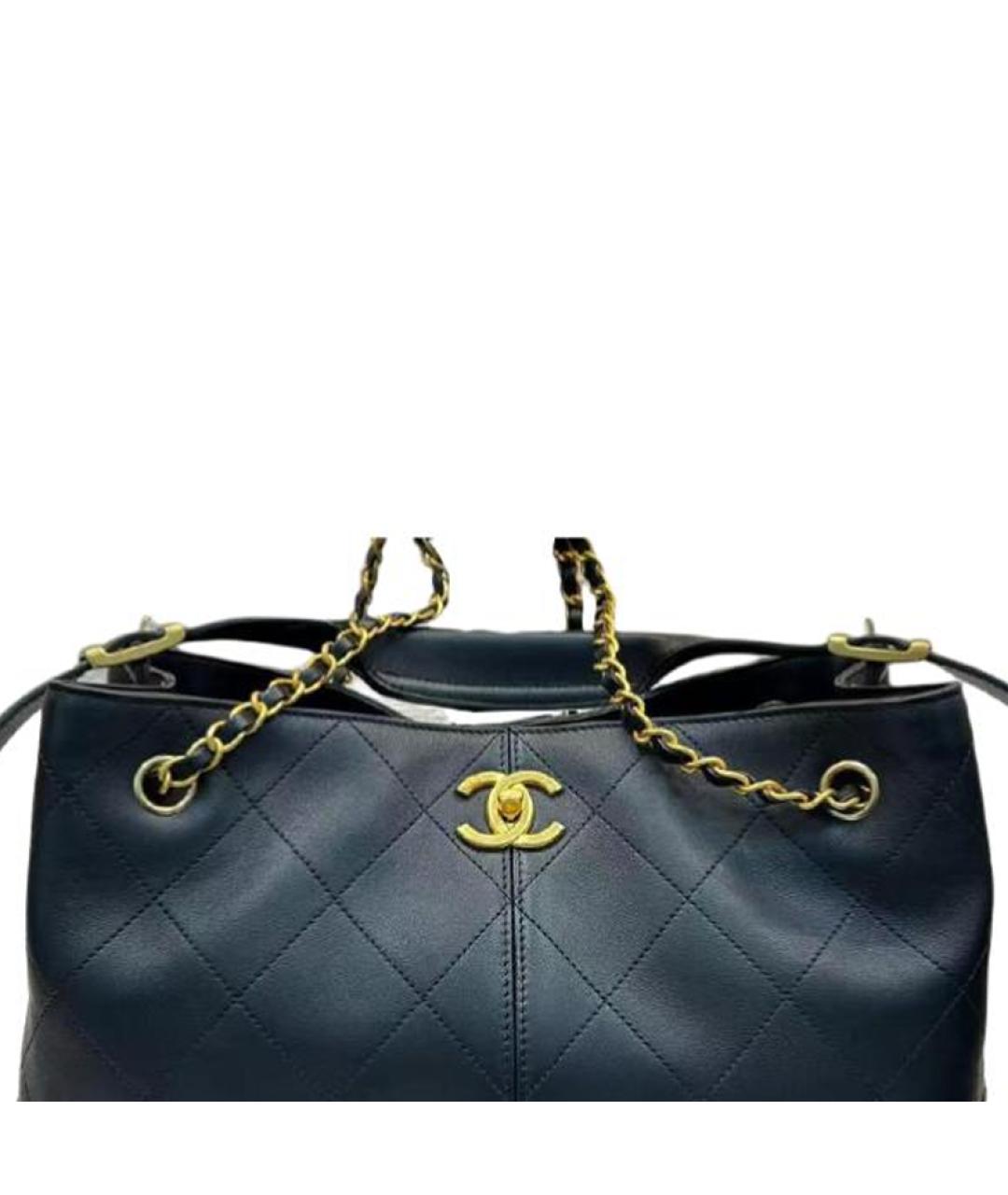 CHANEL Черная кожаная сумка с короткими ручками, фото 4