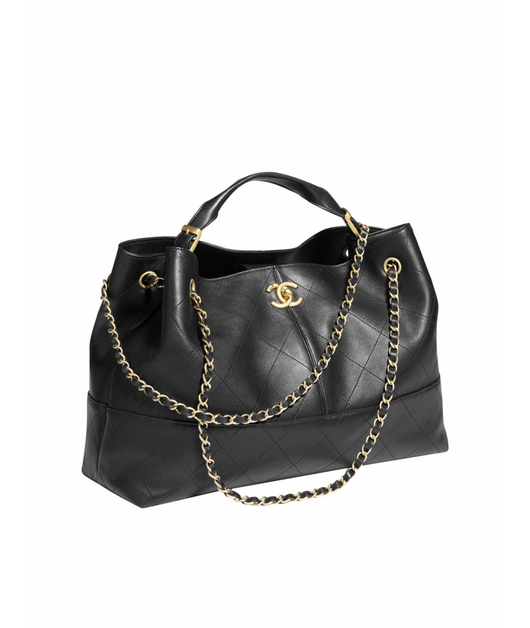 CHANEL Черная кожаная сумка с короткими ручками, фото 1