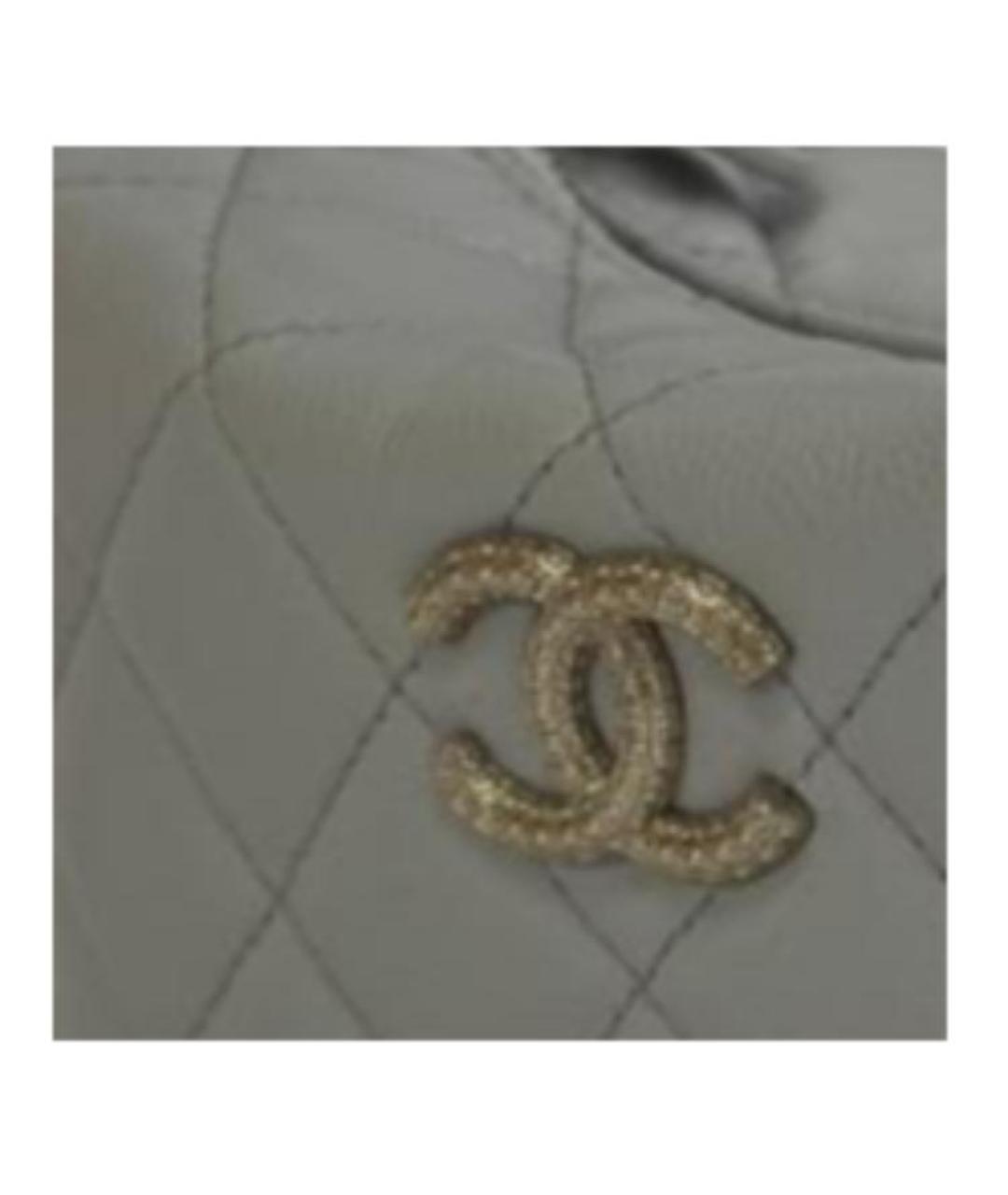 CHANEL Серая кожаная сумка с короткими ручками, фото 4