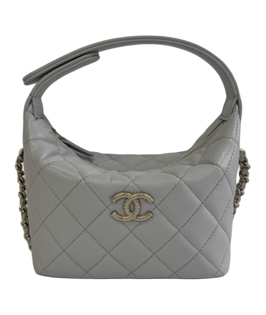 CHANEL Серая кожаная сумка с короткими ручками, фото 1