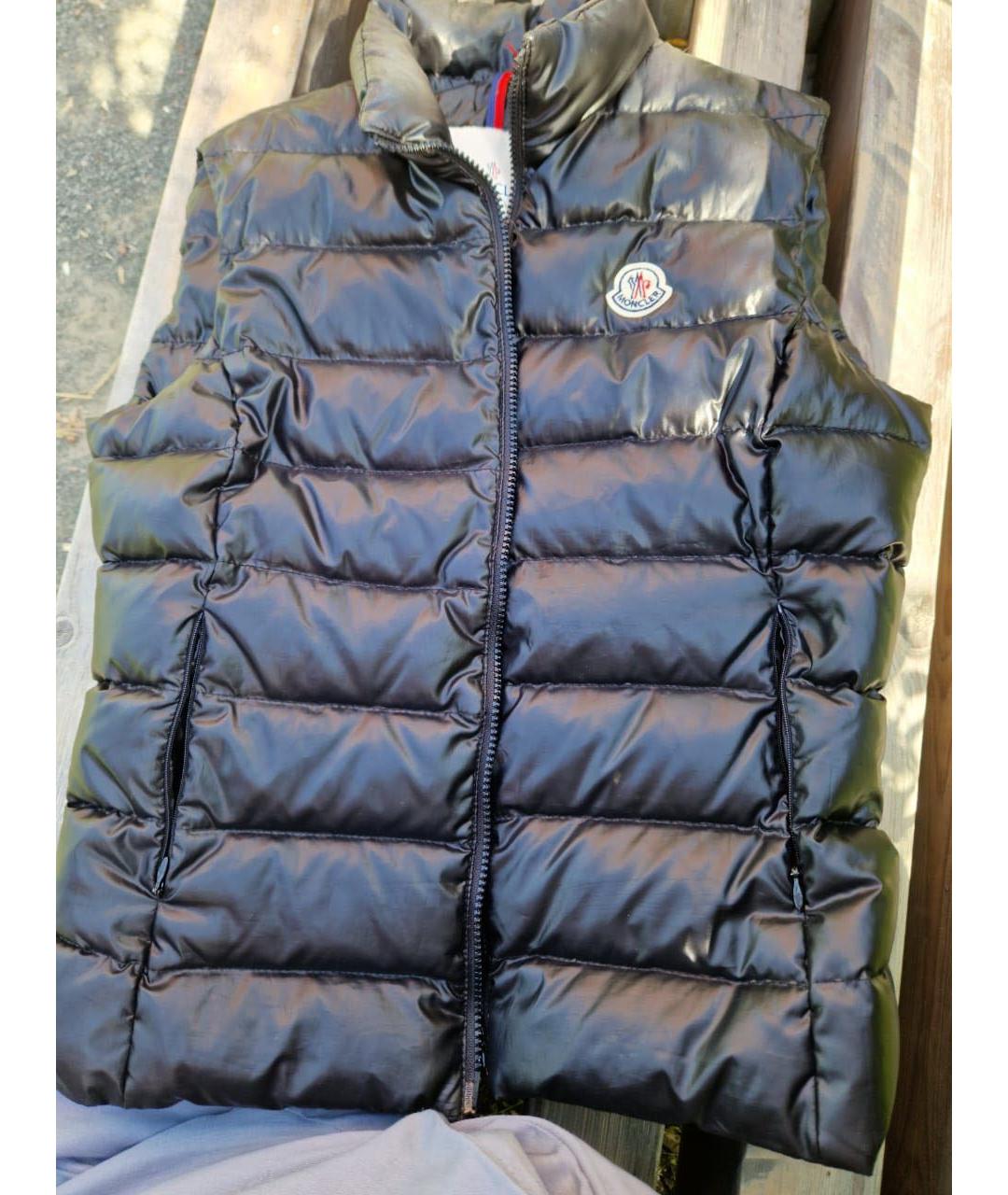 MONCLER Темно-синий полиэстеровый жилет, фото 4