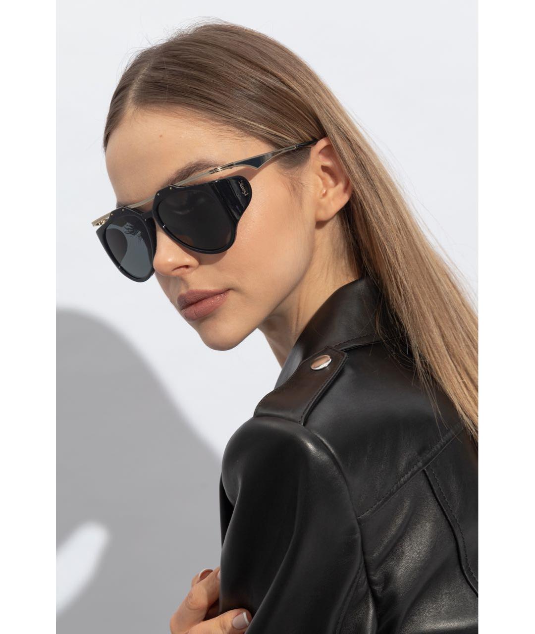 SAINT LAURENT Черные пластиковые солнцезащитные очки, фото 8