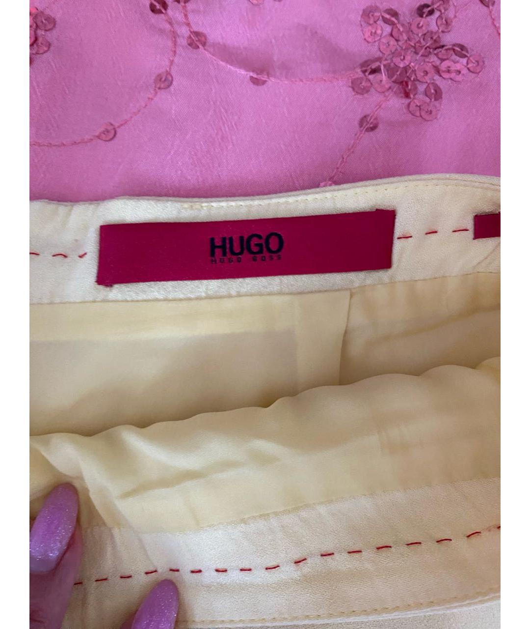 HUGO BOSS Желтая вискозная юбка миди, фото 2