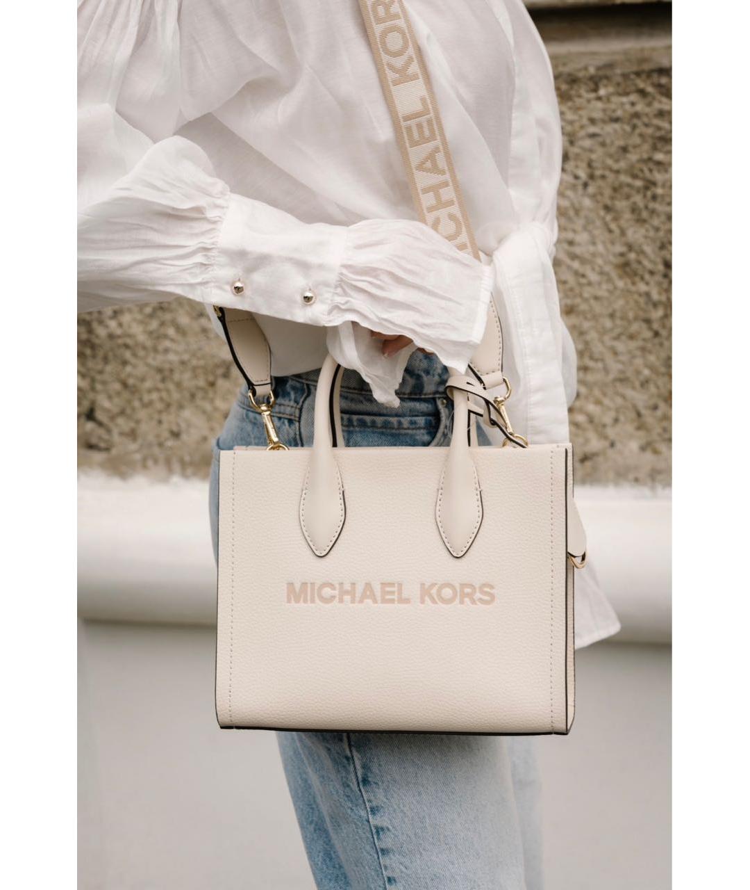 MICHAEL KORS Бежевая кожаная сумка тоут, фото 4