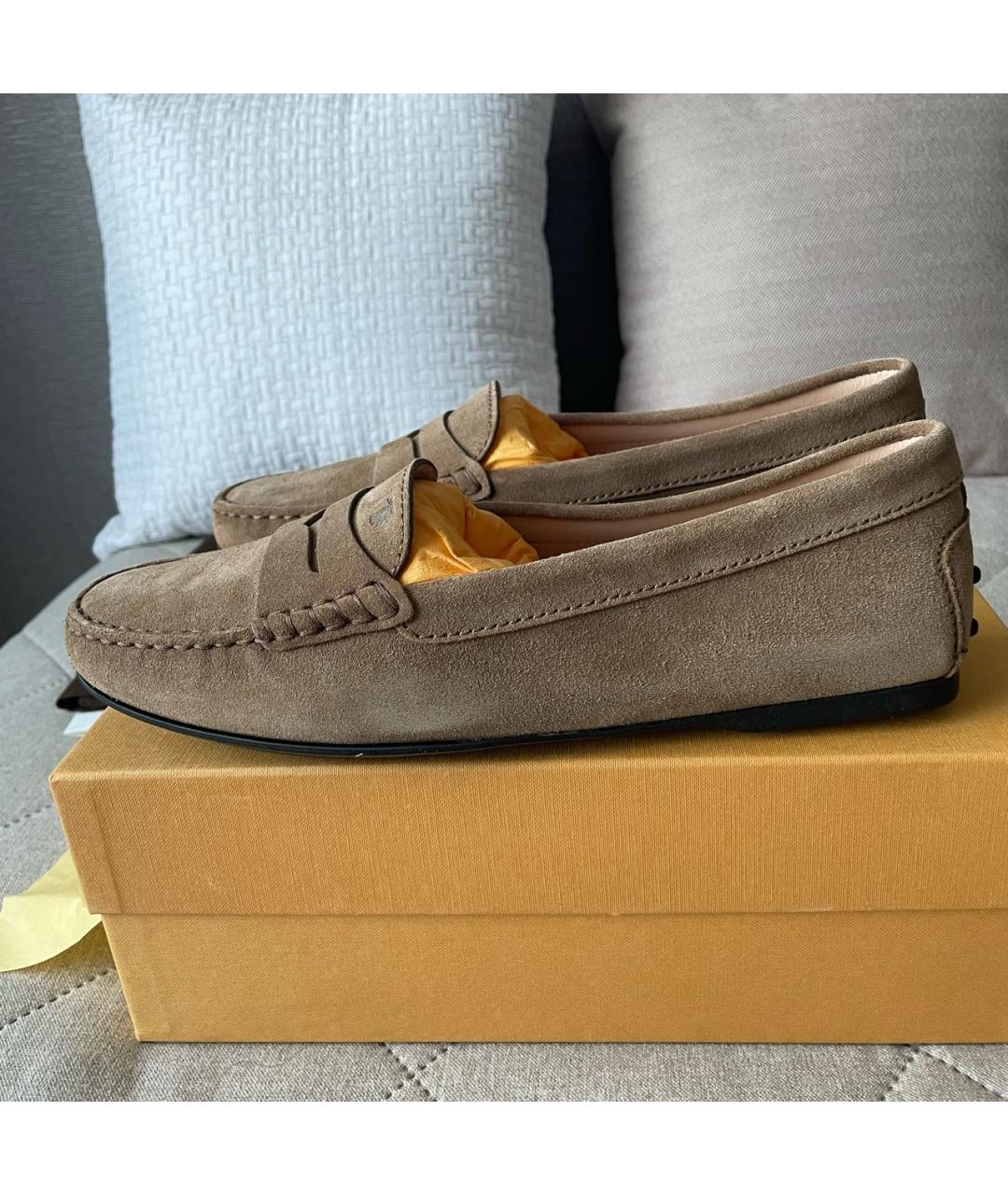 TOD'S Бежевые замшевые лоферы, фото 5