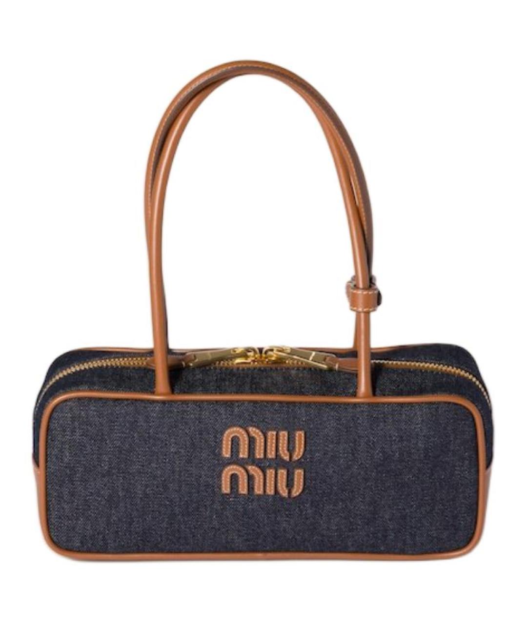 MIU MIU Темно-синяя сумка с короткими ручками, фото 1
