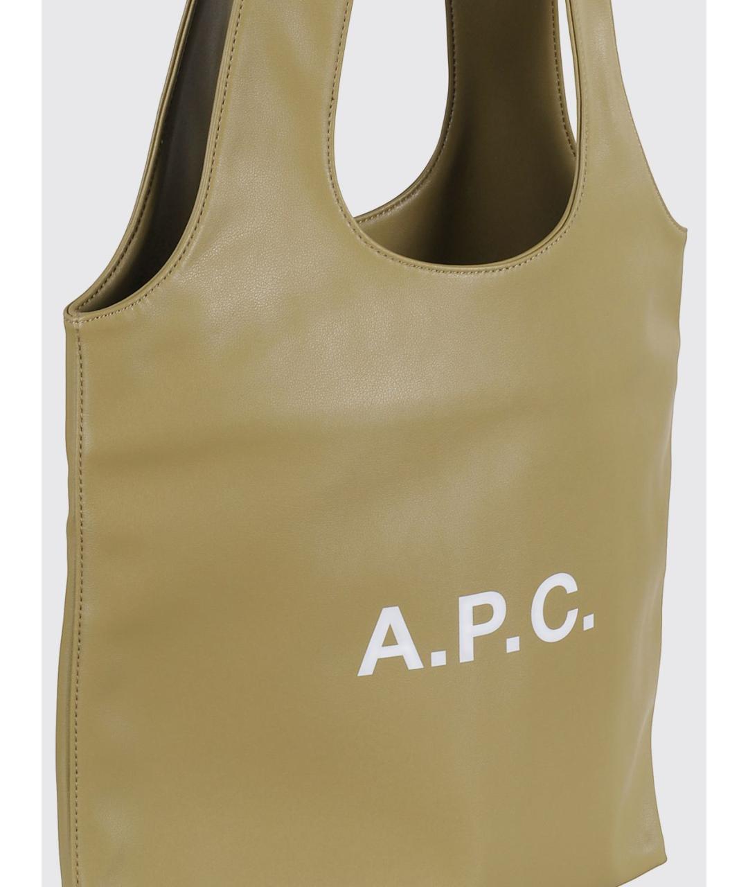 A.P.C. Зеленая сумка тоут из искусственной кожи, фото 3