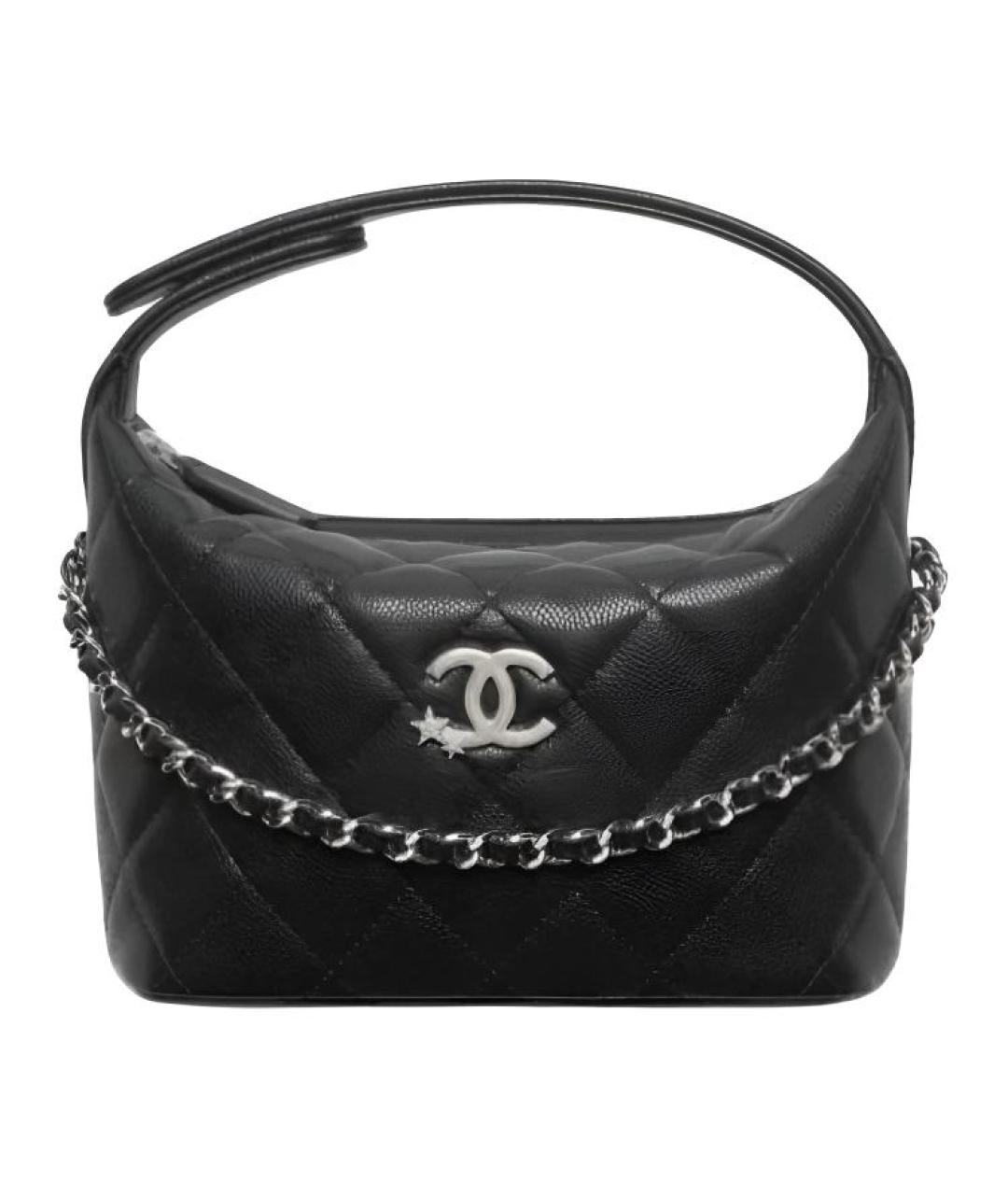CHANEL Черная кожаная сумка с короткими ручками, фото 1