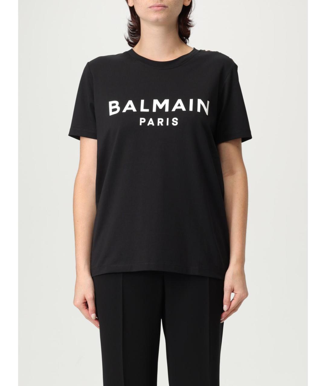 BALMAIN Черная хлопковая футболка, фото 2