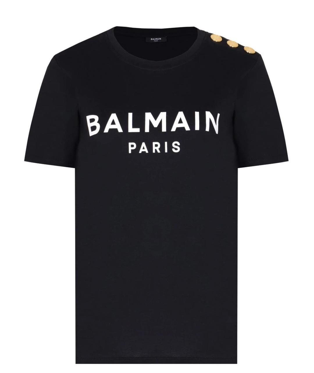 BALMAIN Черная хлопковая футболка, фото 1