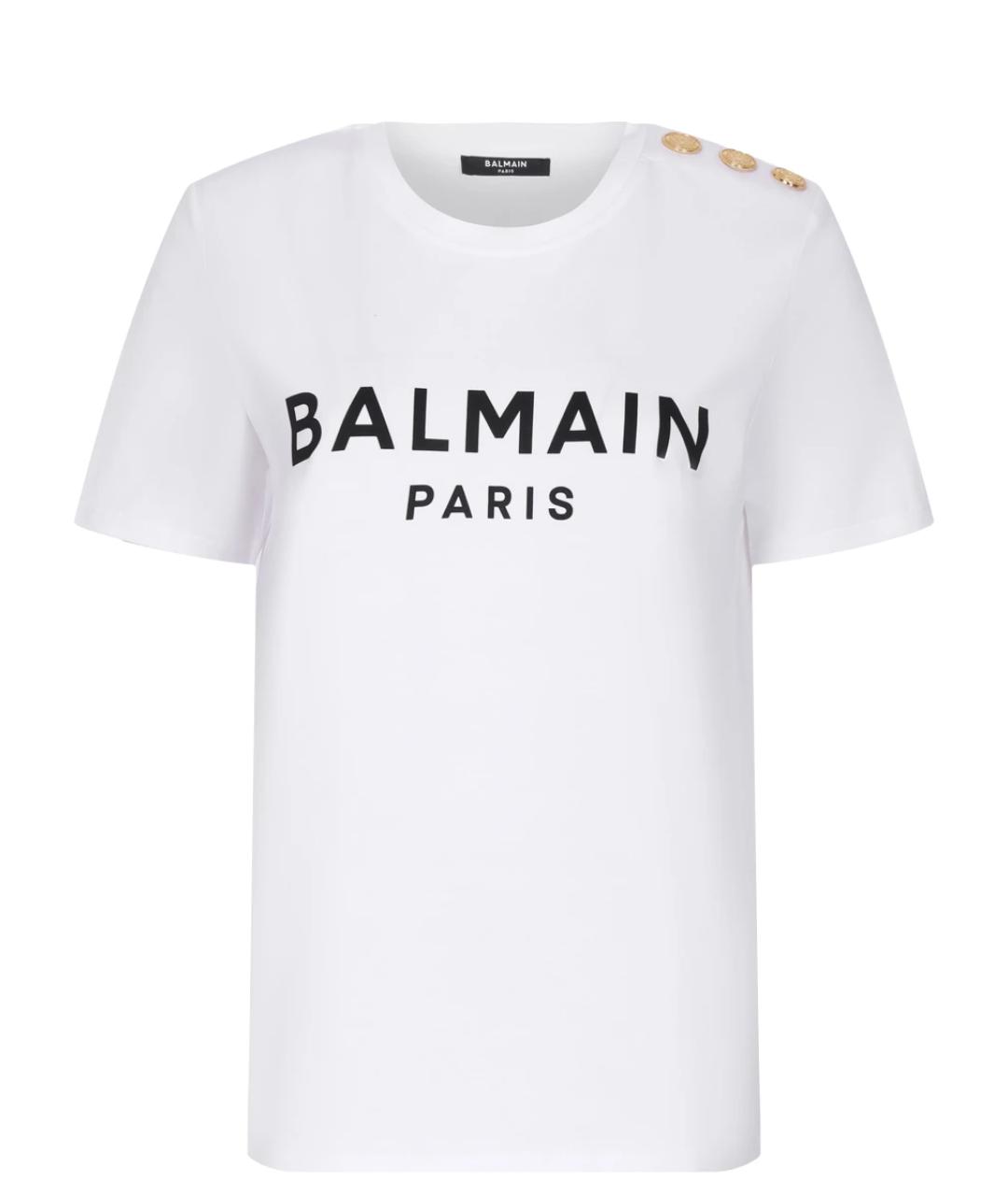 BALMAIN Белая хлопковая футболка, фото 1