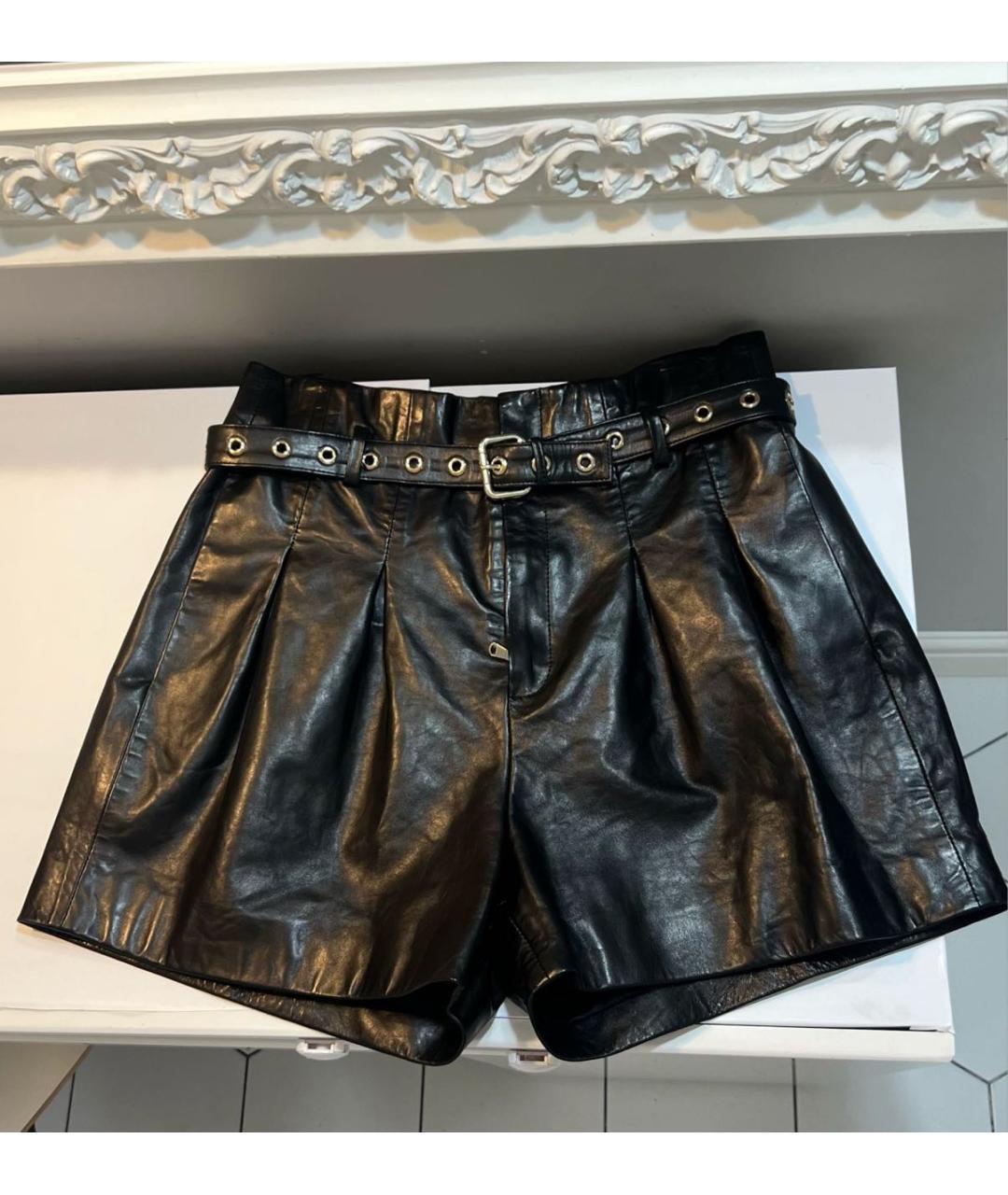 RED VALENTINO Черные кожаные шорты, фото 8