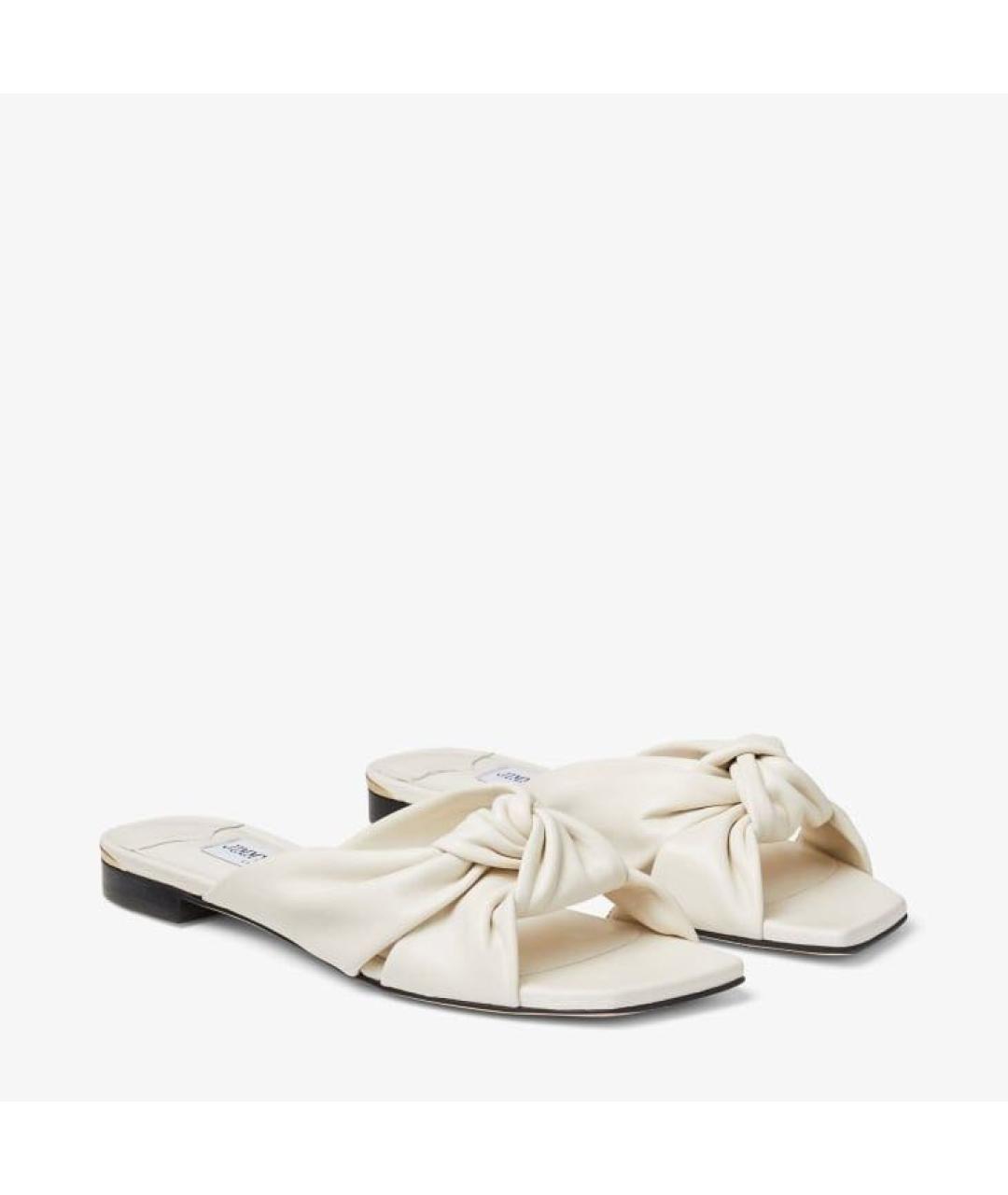 JIMMY CHOO Белые кожаные шлепанцы, фото 8