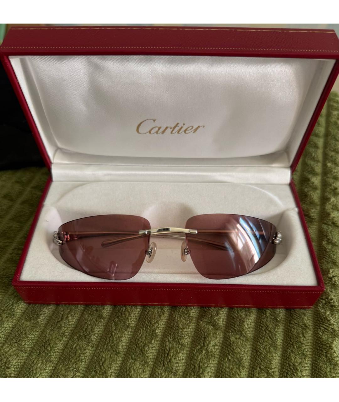 CARTIER Розовые металлические солнцезащитные очки, фото 9