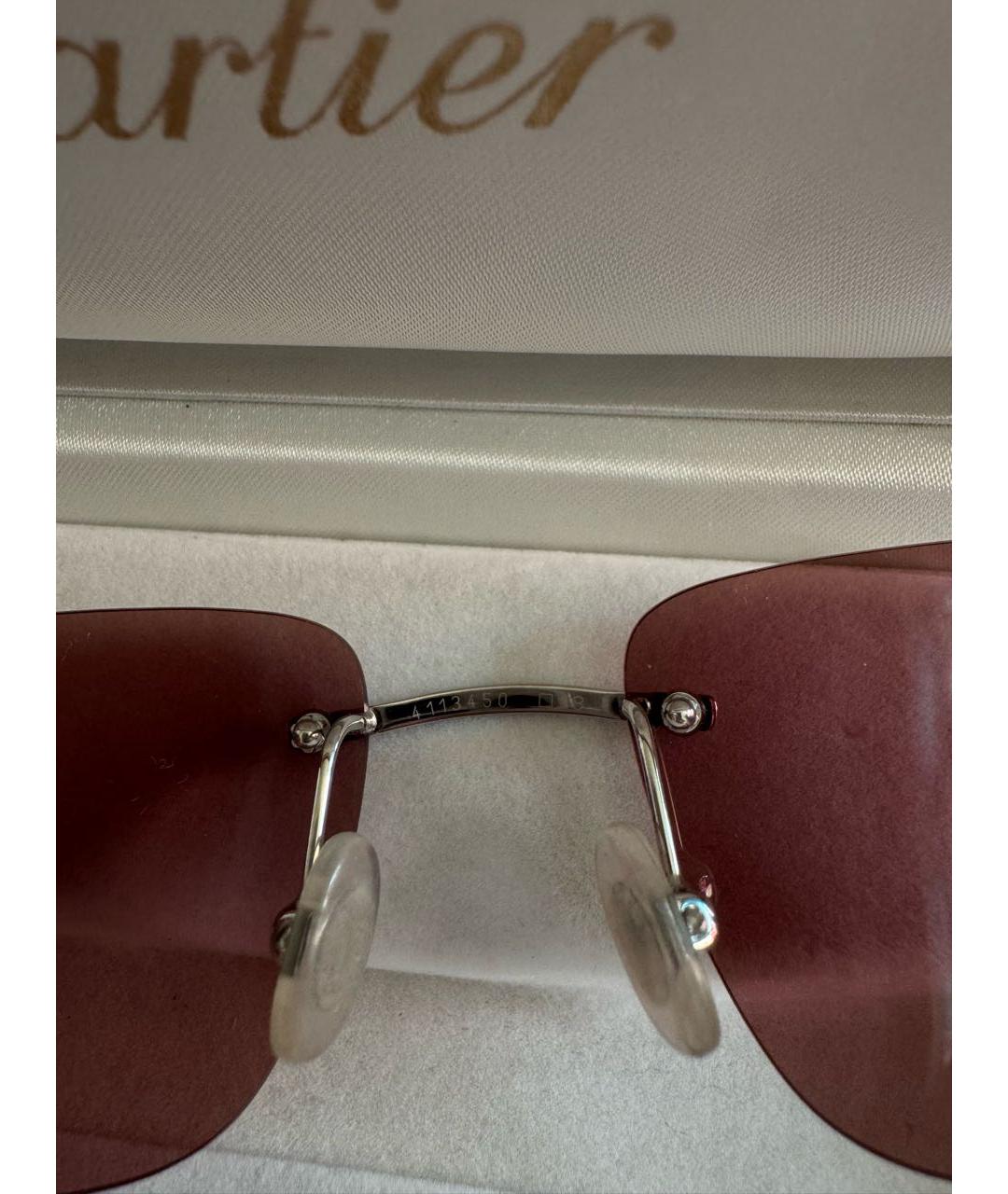 CARTIER Розовые металлические солнцезащитные очки, фото 6