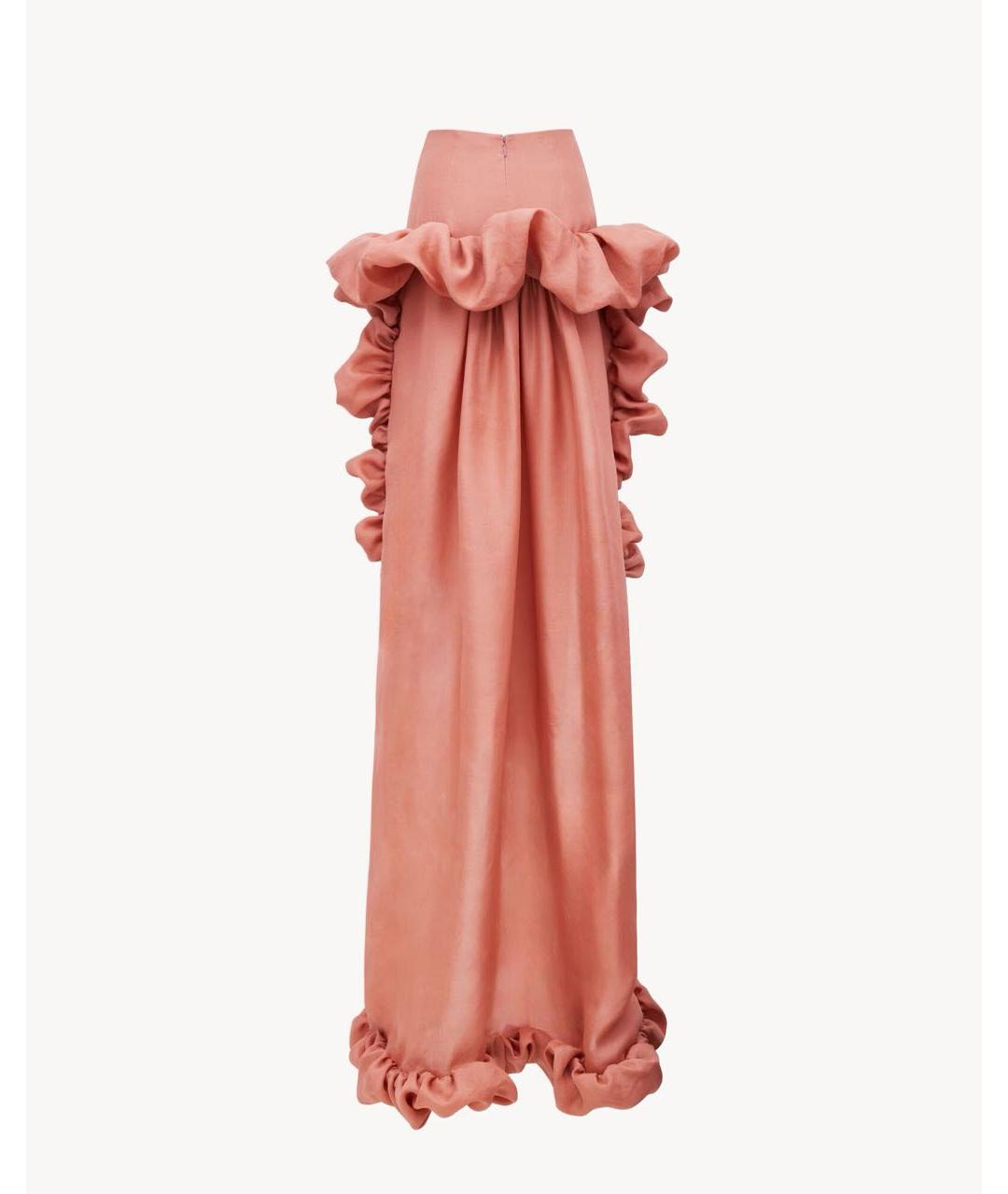 SAINT LAURENT Коралловая шелковая юбка макси, фото 3