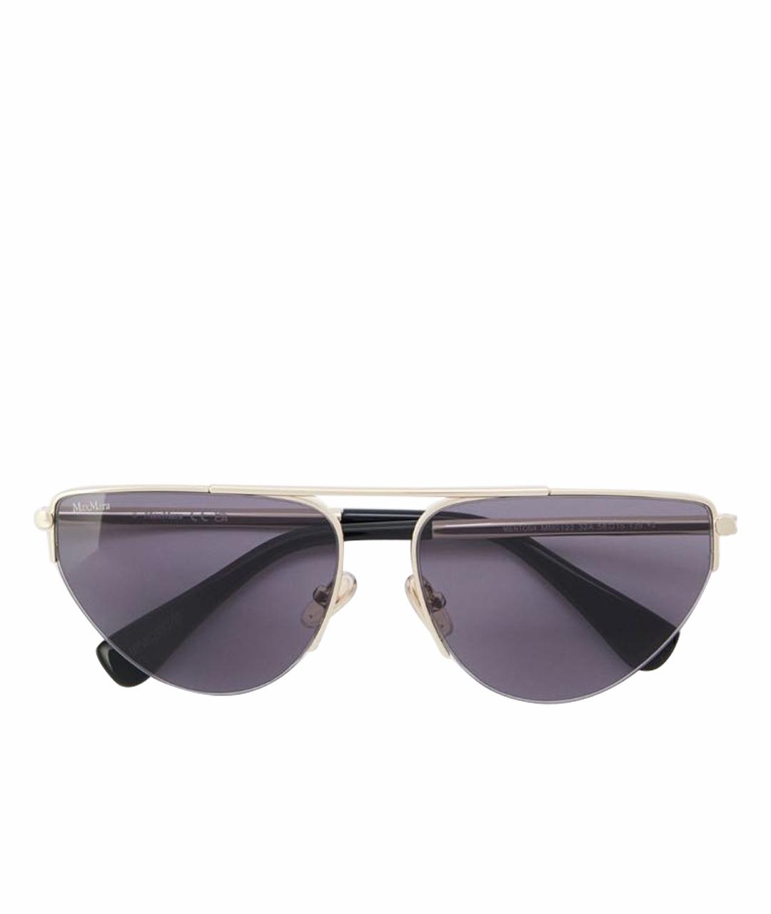MAX MARA Золотые металлические солнцезащитные очки, фото 1