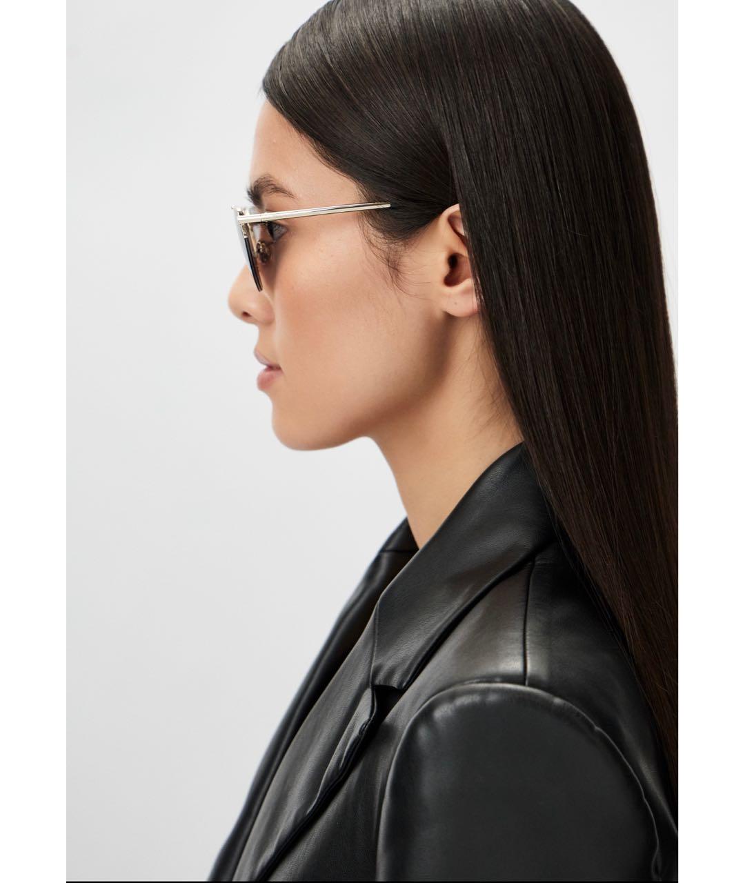MAX MARA Золотые металлические солнцезащитные очки, фото 5