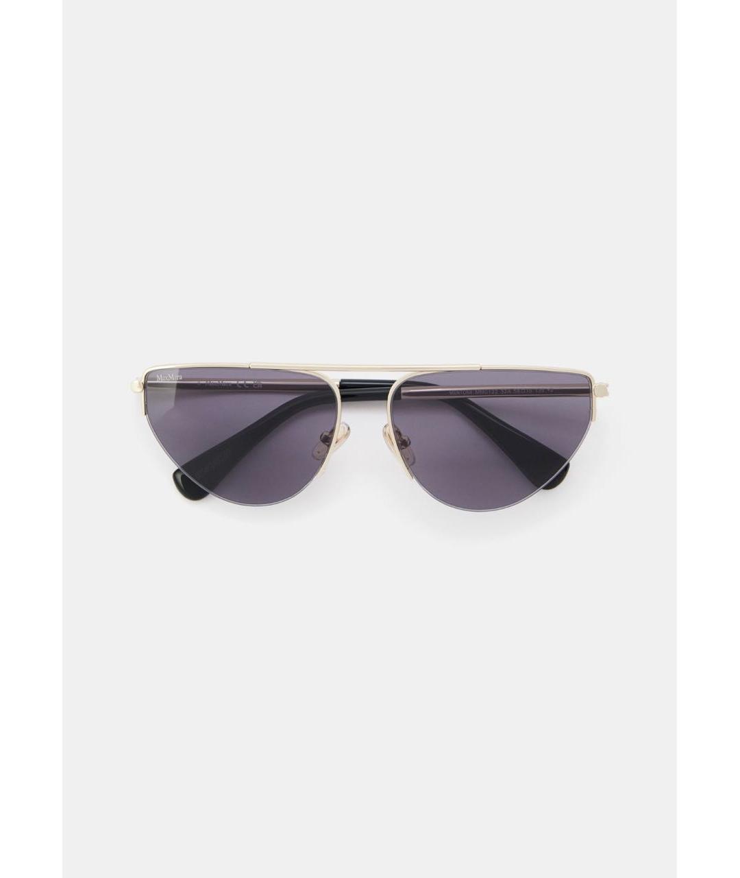 MAX MARA Золотые металлические солнцезащитные очки, фото 7